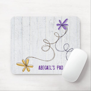 Tapis De Souris Daisies Gribouillées Pailletées Bois