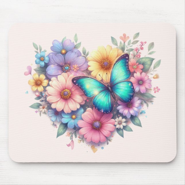 Tapis De Souris Daisy Flowers with a Beautiful Butterfly (Devant)
