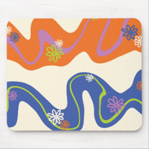 Tapis De Souris Daisy Groove Bleu, orange, violet, vert et crème