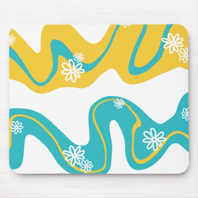 Tapis De Souris Daisy Groove - Turquoise et jaune (Devant)