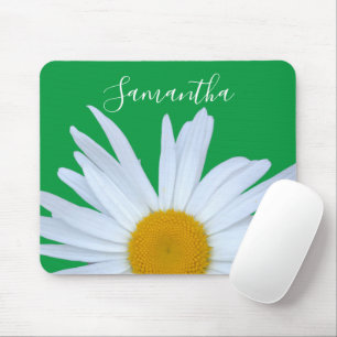 Tapis De Souris Daisy Photo Kelly Green Elegant White Script