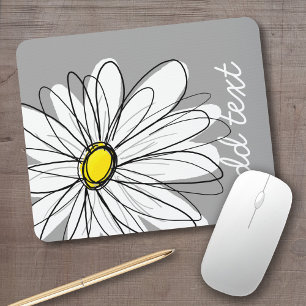 Tapis De Souris Daisy tendance avec gris et jaune