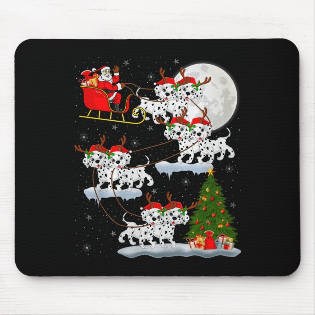 Tapis De Souris Dalmatian Dog Santa Sleigh Flying Funny Magical Ch (Devant)