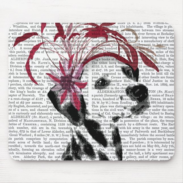 Tapis De Souris Dalmatien Avec Fascinateur Rouge (Devant)