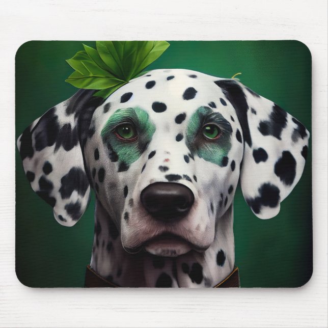 Tapis De Souris Dalmatien en tenue de la Saint-Patrick (Devant)