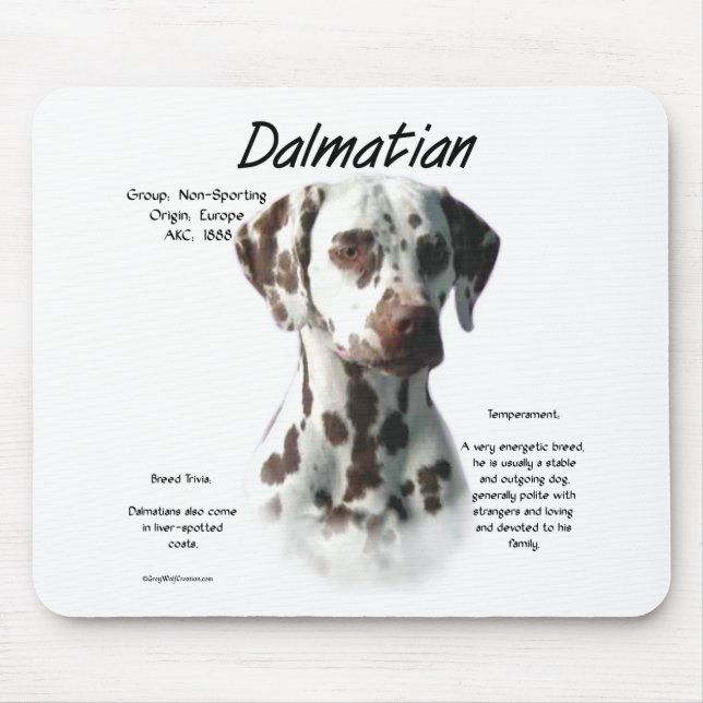 Tapis De Souris Dalmatien (foie) Conception de l'histoire (Devant)