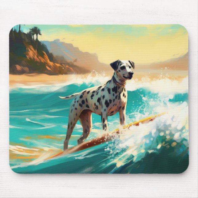 Tapis De Souris Dalmation Plage Surf Peinture (Devant)