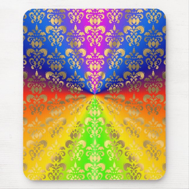 Tapis De Souris Damas arc-en-ciel d'or (Devant)