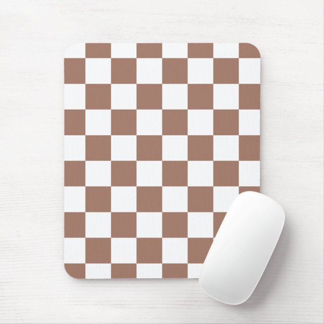 Tapis De Souris Damas géométriques marron blanc rétro (Avec souris)