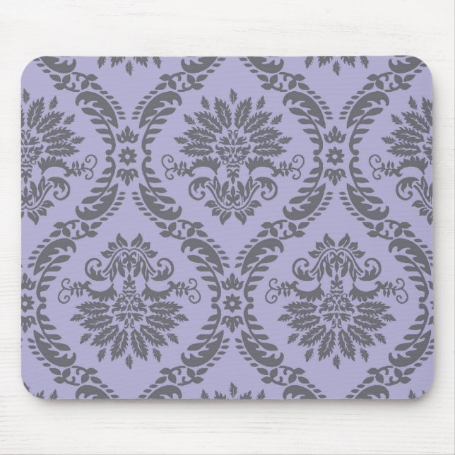 Tapis De Souris damas gris et violet (Devant)
