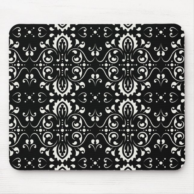 Tapis De Souris Damas - (noir et blanc) (Devant)