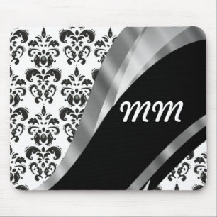 Tapis De Souris Damas noir et blanc