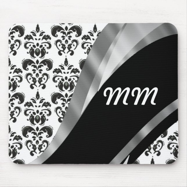 Tapis De Souris Damas noir et blanc (Devant)