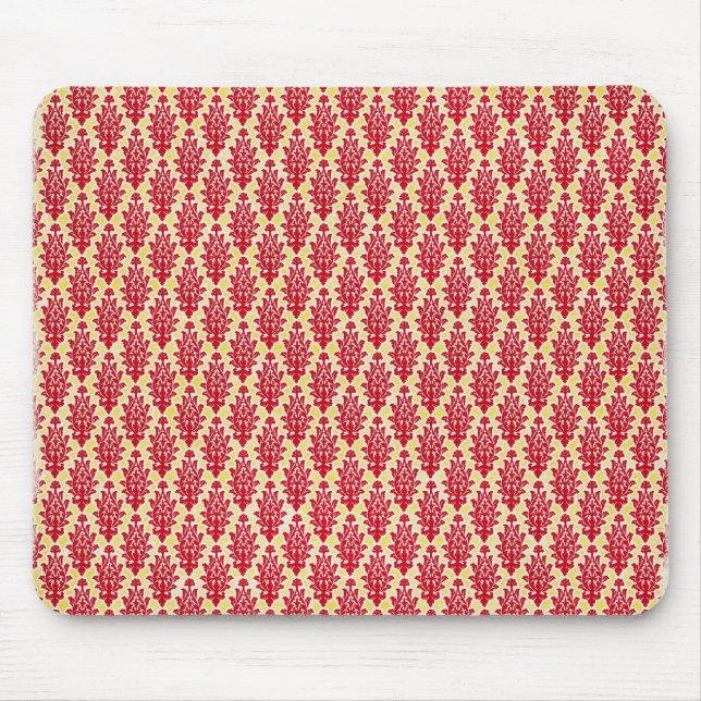 Tapis De Souris damask07-rougejaune ROUGE JAUNE DAMASK  MOTIF TEMP (Devant)