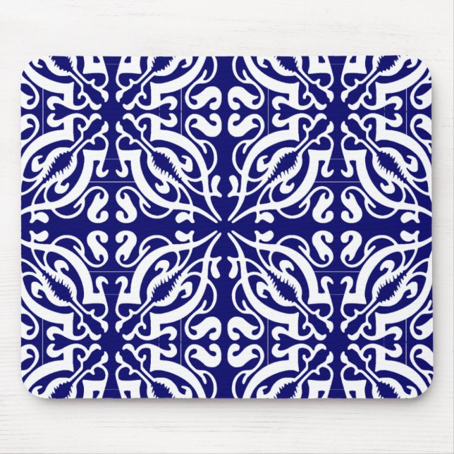 Tapis De Souris DAMASK - Arrière - plan bleu (Devant)