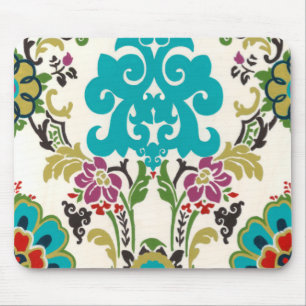 Tapis De Souris Damask Floral Patterns Plum Turquoise