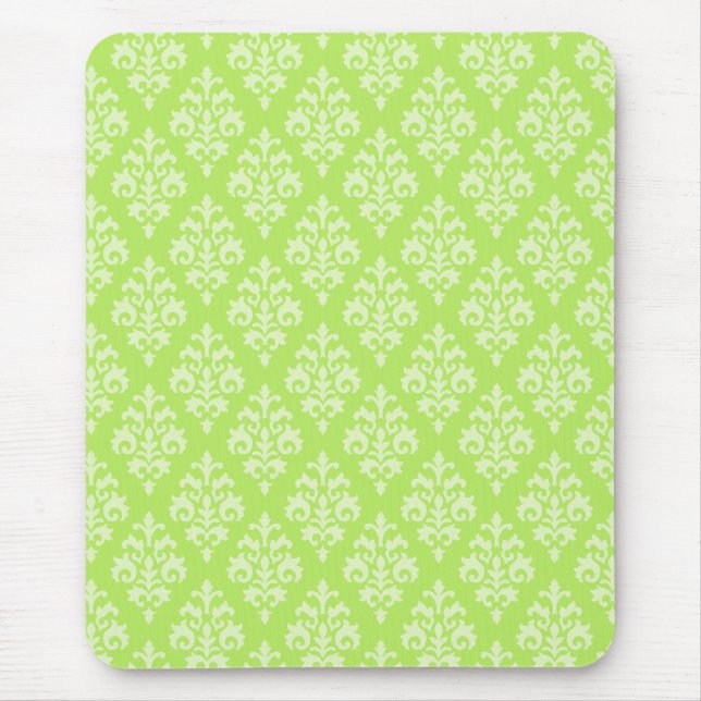 Tapis De Souris Damask Lime Green Motif Mousepad (Devant)