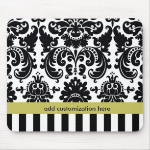 Tapis de souris Damask noir blanc chartreuse + ray