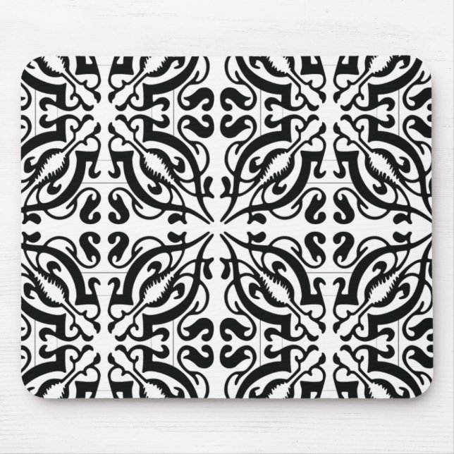 Tapis De Souris DAMASK - Noir et blanc (Devant)