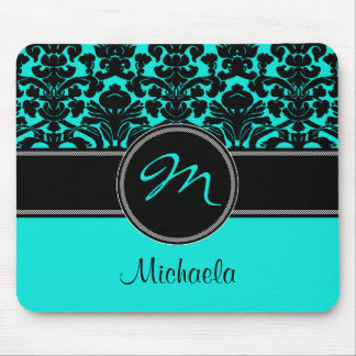 Tapis De Souris Damassé blanche Mousepad de noir d'Aqua de