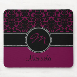 Tapis De Souris Damassé blanche Mousepad de noir de prune de