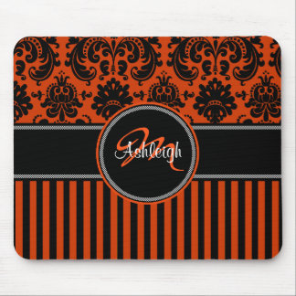 Tapis De Souris Damassé blanche noire orange Mousepad de rayure de