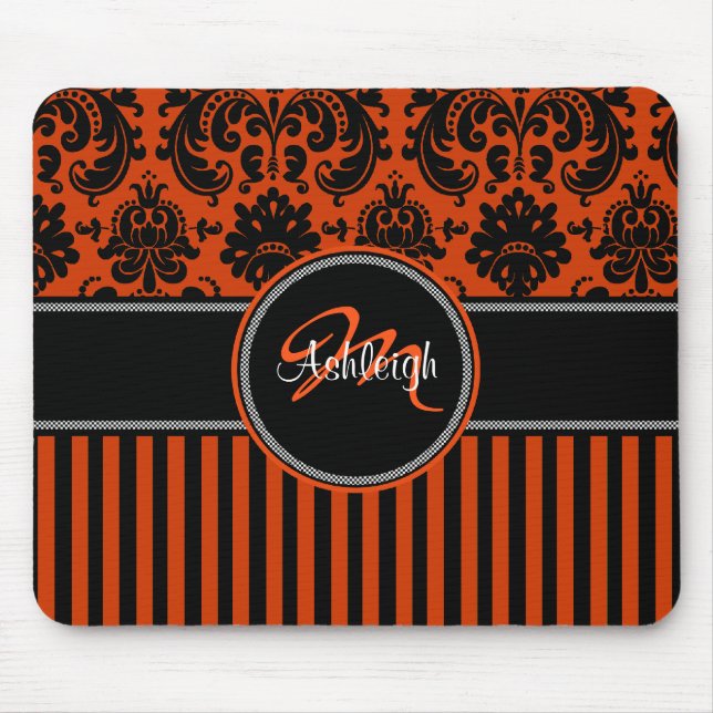 Tapis De Souris Damassé blanche noire orange Mousepad de rayure de (Devant)