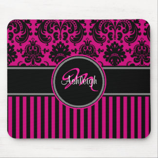 Tapis De Souris Damassé blanche noire rose Mousepad de rayure de