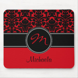Tapis De Souris Damassé blanche noire rouge Mousepad de monogramme
