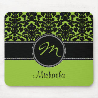 Tapis De Souris Damassé blanche noire verte Mousepad de monogramme