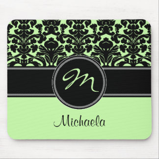 Tapis De Souris Damassé blanche noire verte Mousepad de monogramme