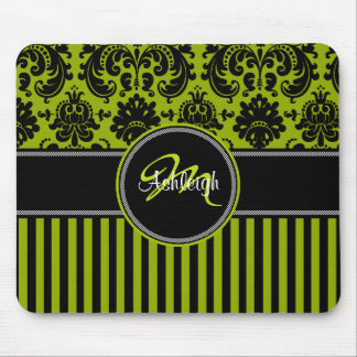 Tapis De Souris Damassé blanche noire verte Mousepad de rayure de