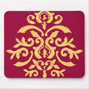 Tapis De Souris Damassé dorée Mousepad pour le bureau élégant