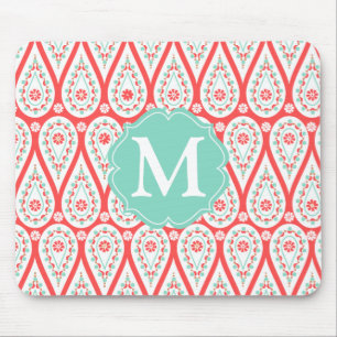Tapis De Souris Damassé élégante moderne Paisley de corail