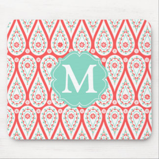 Tapis De Souris Damassé élégante moderne Paisley de corail