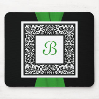 Tapis De Souris Damassé Mousepad de noir, de vert, et blanche de