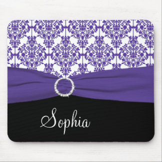 Tapis De Souris Damassé pourpre, blanche, et noire Mousepad