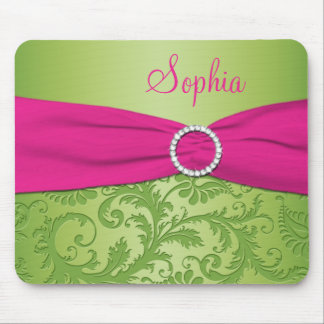 Tapis De Souris Damassé rose et verte Mousepad