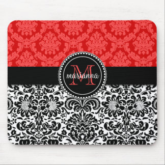 Tapis De Souris Damassé rouge noire élégante personnalisée