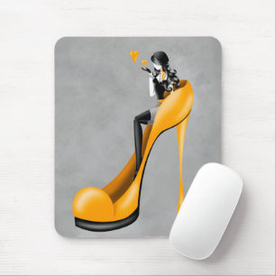Tapis De Souris Dame à la mode à Stiletto Mouse Jaune