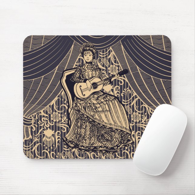 Tapis De Souris Dame avec guitare (Avec souris)