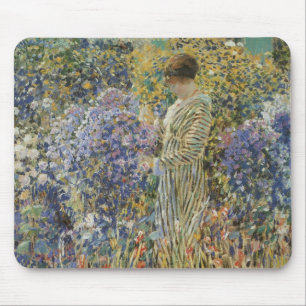 Tapis De Souris Dame dans un jardin par Frederick Frieseke, Beaux-