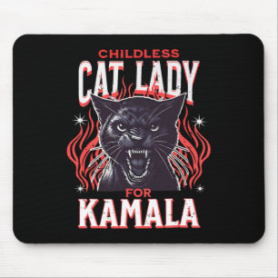 Tapis De Souris Dame de chat sans enfant pour Kamala Harris 2024 P