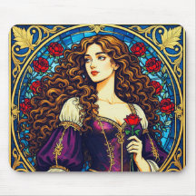 dame de la Renaissance avec rose