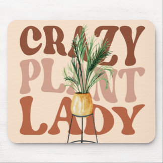 Tapis De Souris Dame de plante rétro aquarelle plantes typographie