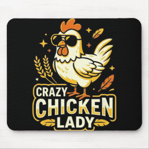 Tapis De Souris Dame de poulet folle Lunettes de soleil Cool Chick