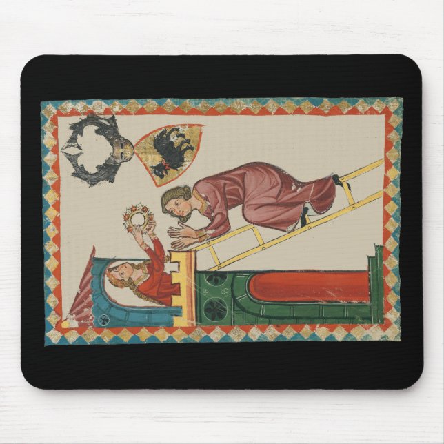 Tapis De Souris Dame offrant un cadeau à un prétendant, 14e siècle (Devant)