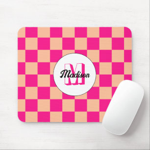 Tapis De Souris Damier pêche rose chaud géométrique rétro Monogram