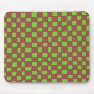Tapis De Souris Damier Vert et Marron Classique et Élégant