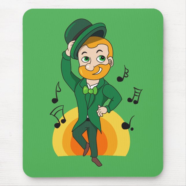 Tapis De Souris Dancing leprechaun, dessin animé de la Saint Patri (Devant)